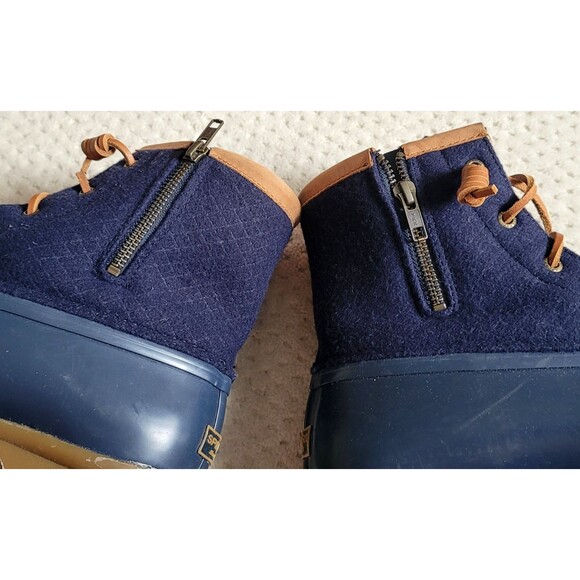 Sperry Women's Saltwater Emboss Wool Rain Winter Snow DUCK BOOT Navy Sz 10 - Picture 7 of 9